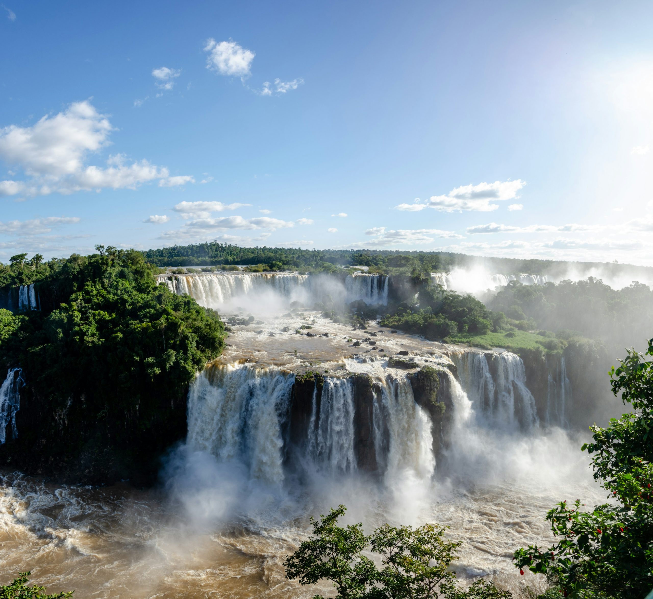 De Iguazú-watervallen tussen het groen
